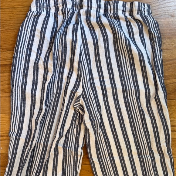 Sunday Navy Blue White Striped Linen Blend Cropped Beach Pants Women S - Picture 6 of 6
